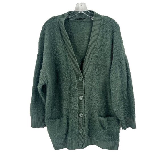 Tahari Green Button-Up Cardigan - Picture 1 of 7